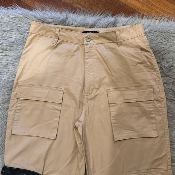 Forever 21 women’s tan‎ cotton cargo wide leg pants size large - Picture 3 of 7